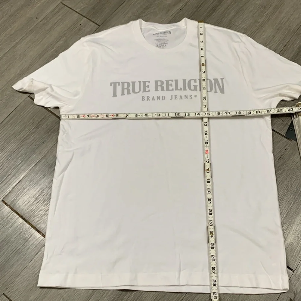 True Religion Optic White Arch Logo Short Sleeve Crew Neck NWT‎ Tee size L